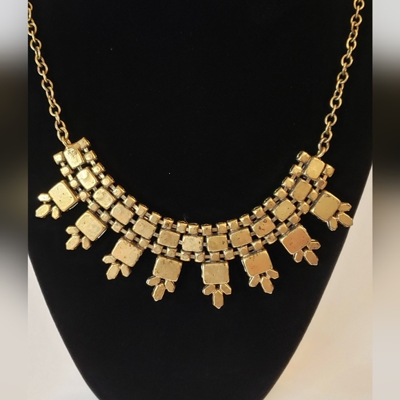 J. Crew Rhinestone Antique Tone Necklace Signed - Picture 4 of 8